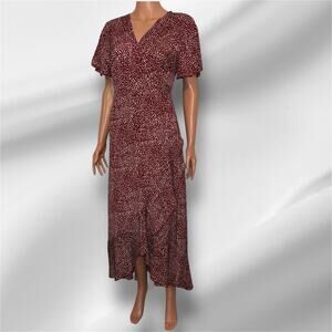 Simplee True Wrap Red Wine Dress Size Large